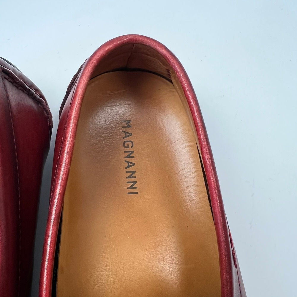 Magnanni Dylan Red Leather Penny Loafer Driving Moccasins Men's 9 Shoes Preppy - Picture 7 of 11